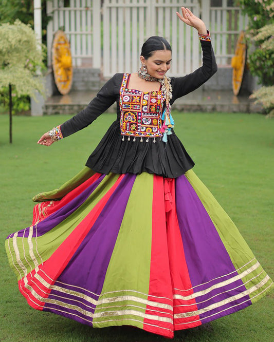 Orange Wine Color Pure Cotton Navratri Lehenga Choli