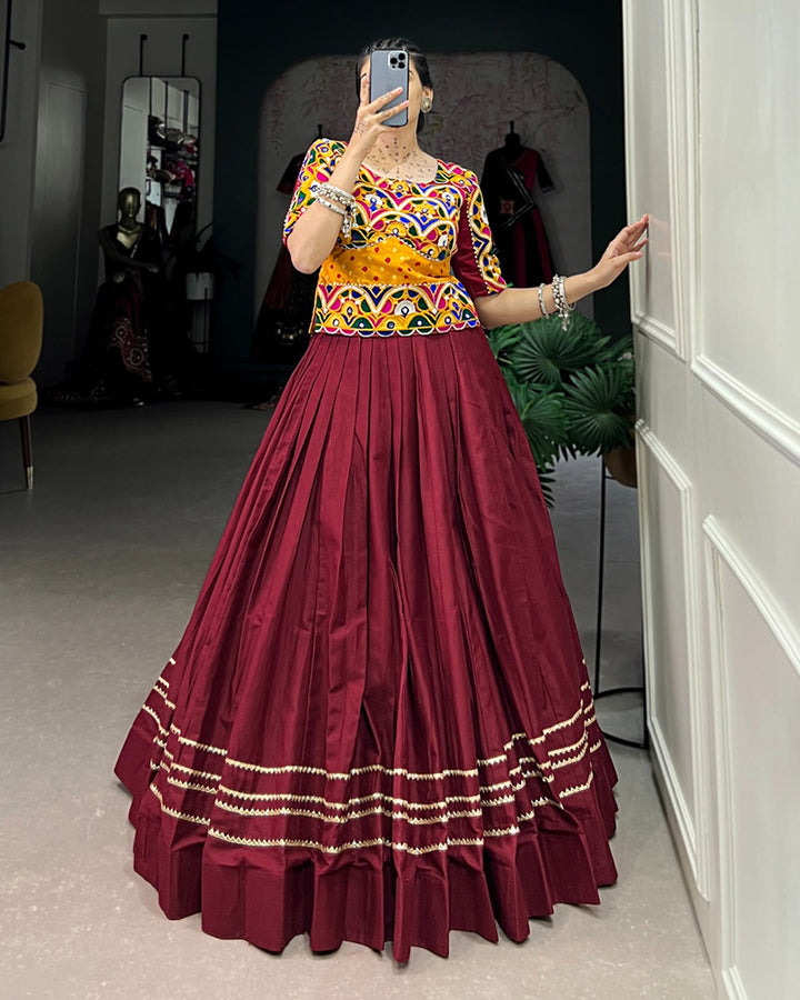 Maroon Color Cotton Navratri Lehenga Choli