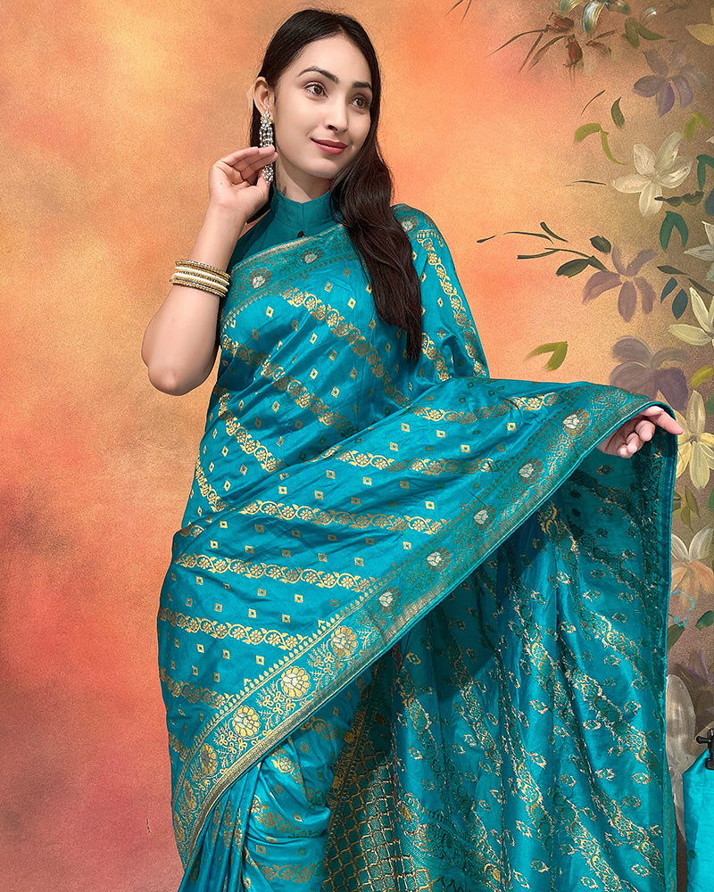 Rama Color Viscose Dolla Silk Saree