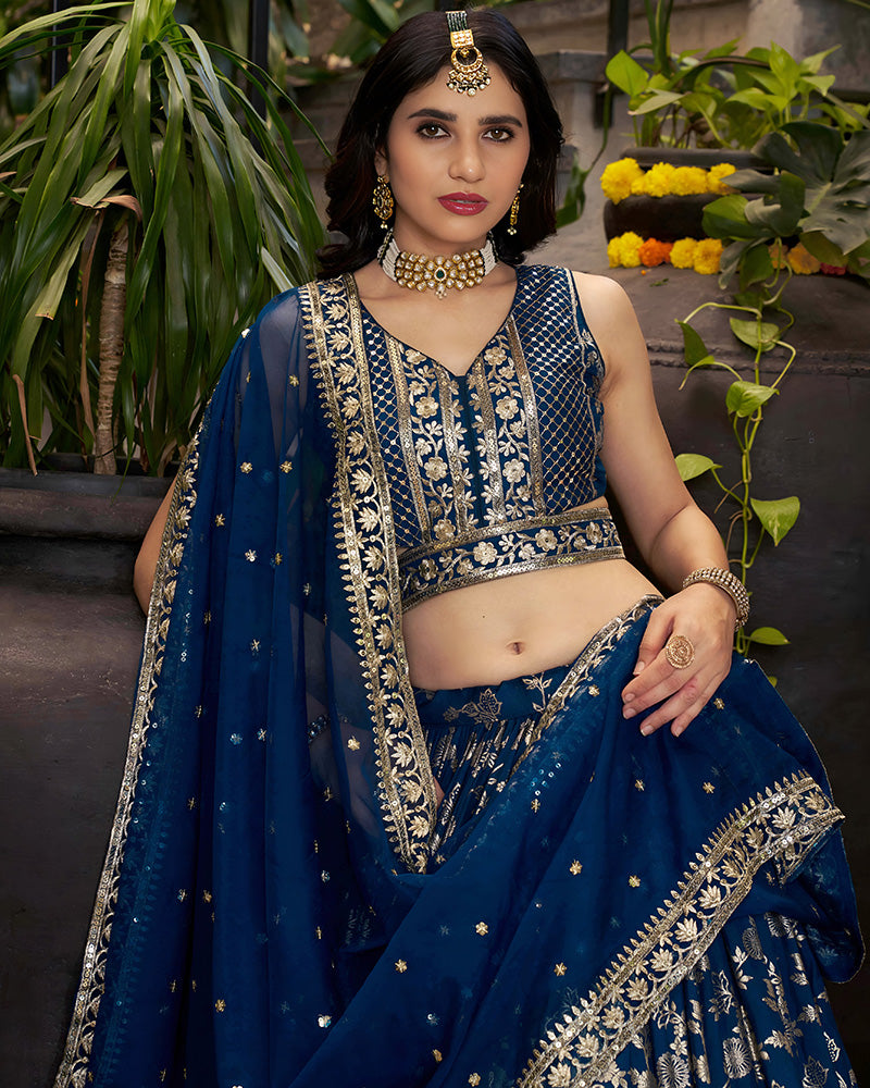 Dove Blue Color Dola Silk Jacquard Lehenga Choli