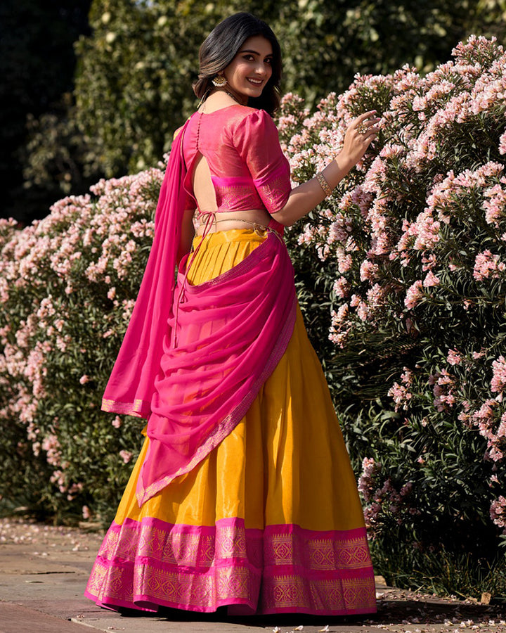 Mustard Color Kanchipuram Silk Designer Lehenga Choli