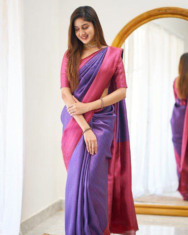 Wine Banarasi Silk Saree With Exclusive Jacquard Border