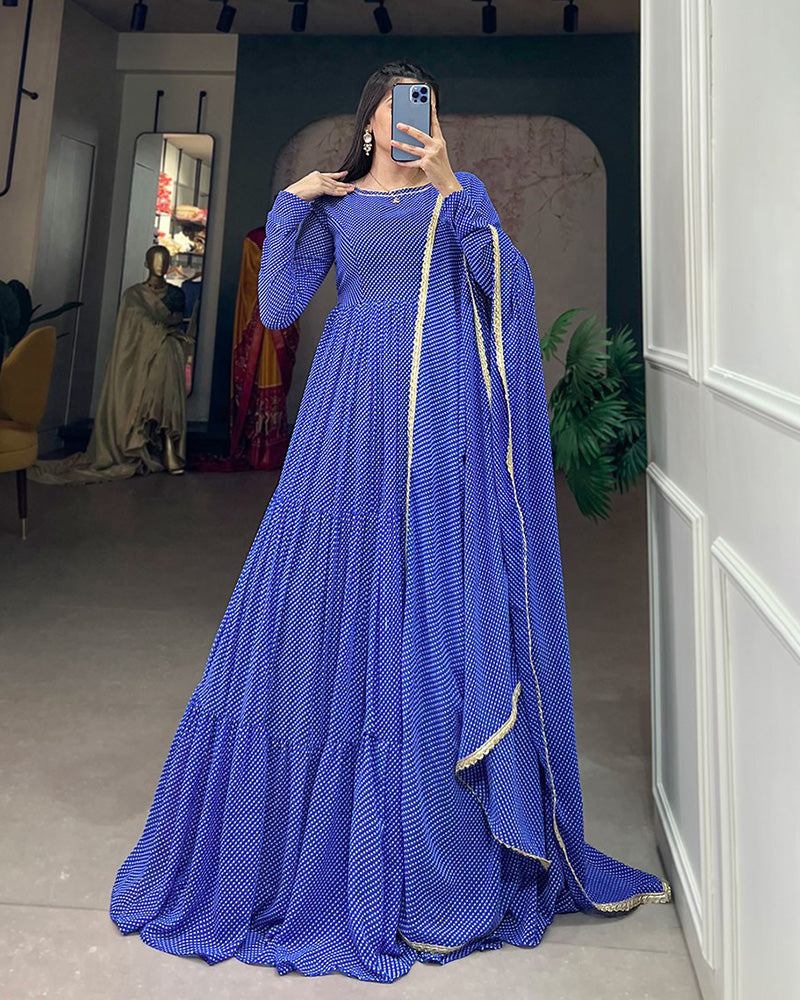 Beautiful Four Color Three Layer Georgette Printed Gown