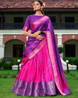 Purple Color Dola Silk Shibori Print Half Saree
