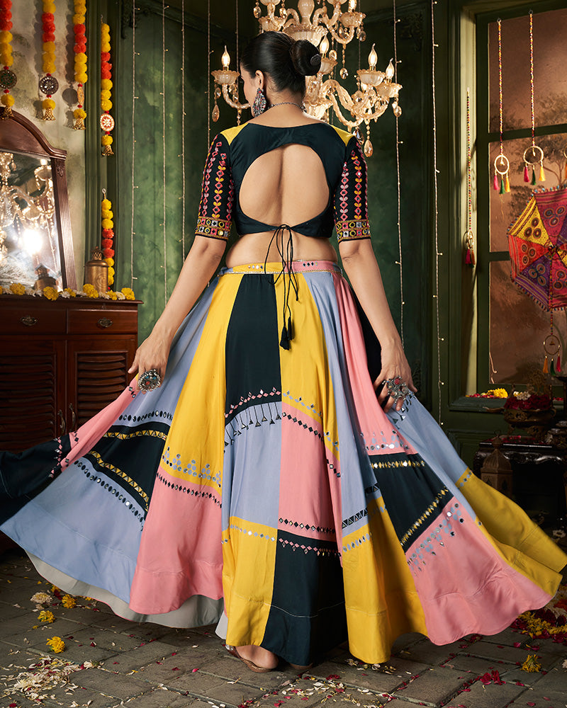 Multi Color Maslin Cotton Printed Navratri Lehenga Choli