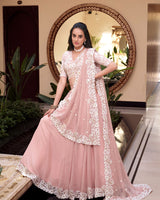 Peach Pink Color Weone Silk Embroidered Lehenga Choli