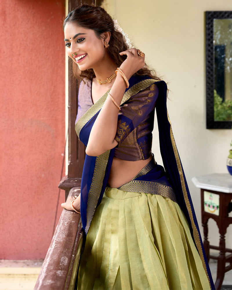 Pista Color Kanchipuram Half Saree