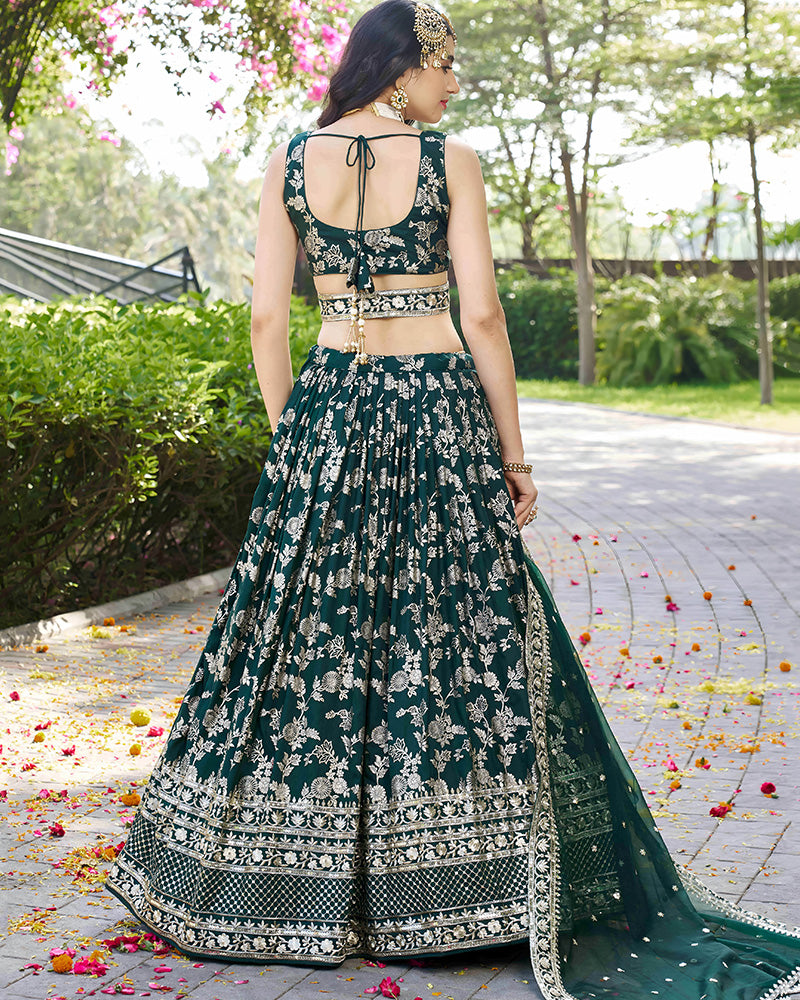 Green Color Dola Silk Jacquard Lehenga Choli