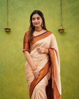 Peach Soft Lichi Silk Saree