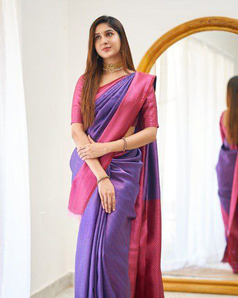 Wine Banarasi Silk Saree With Exclusive Jacquard Border