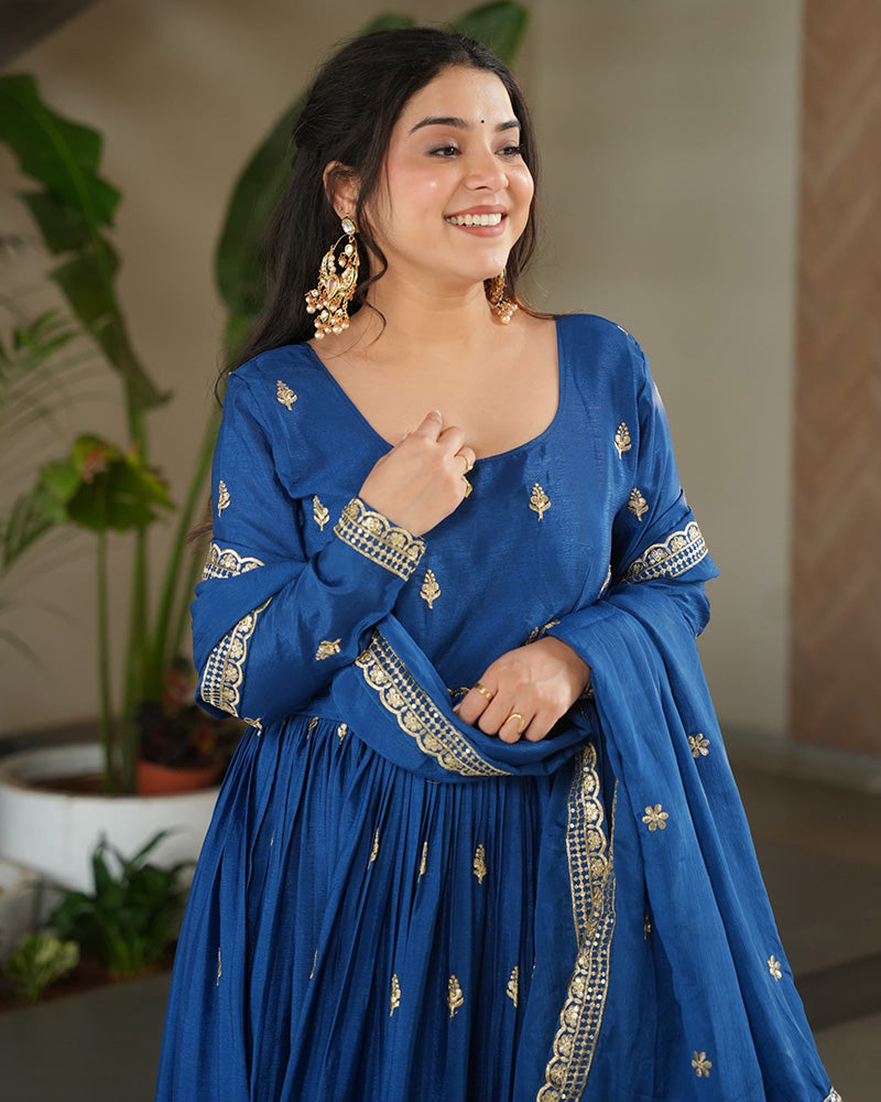 Rama Color Chinnon Sequence Embroidered Gown