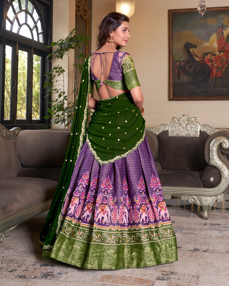 Purple Color Kanchipuram Half Saree