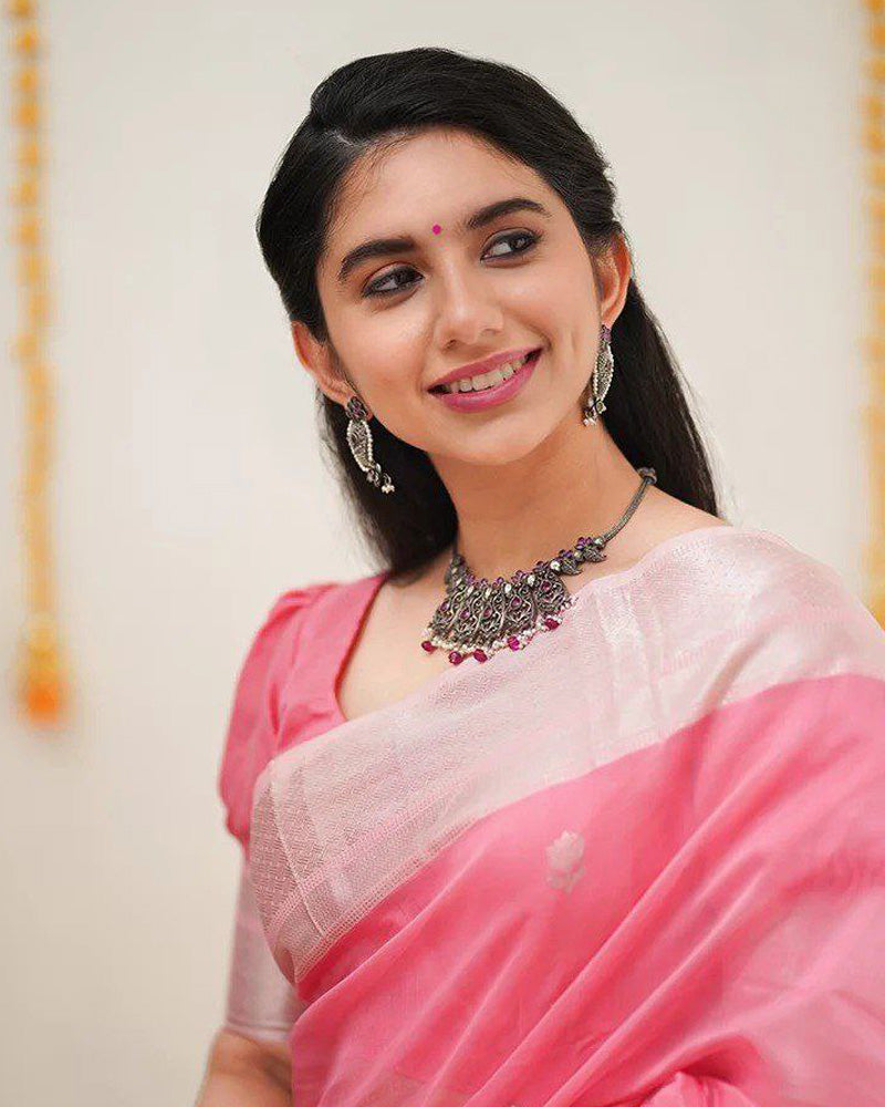 Baby Pink Soft Linen Cotton silk Saree