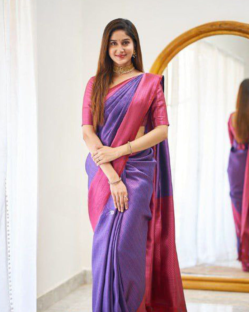 Wine Banarasi Silk Saree With Exclusive Jacquard Border