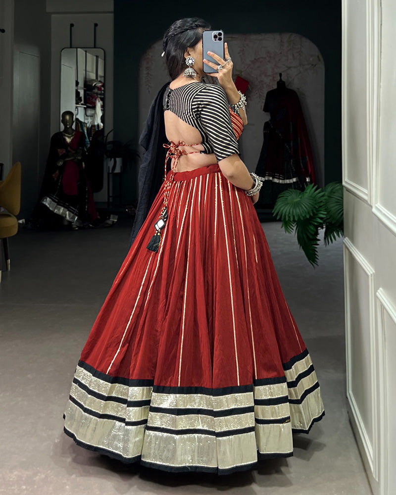 Maroon Color Chanderi Navratri Lehenga Choli