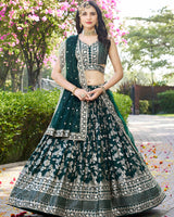 Green Color Dola Silk Jacquard Lehenga Choli