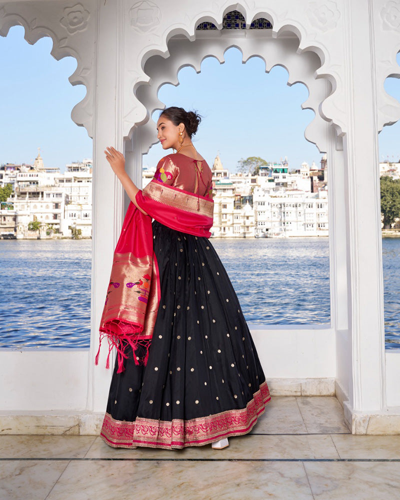 Black Color Jacquard silk Lehenga Choli