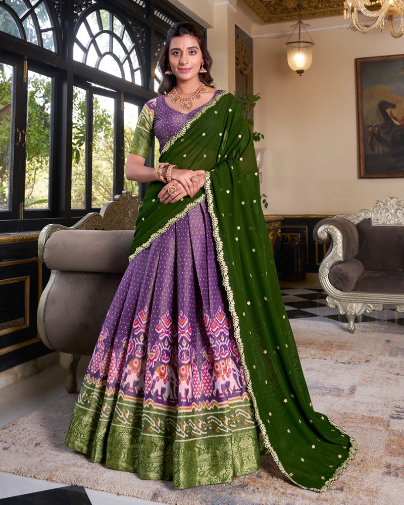Purple Color Kanchipuram Half Saree