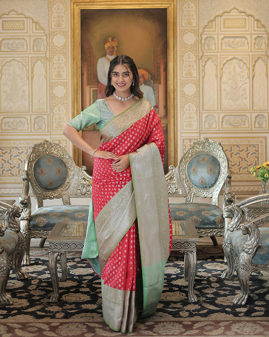 Red Color Small Butti Kanjivaram Soft Silk Saree