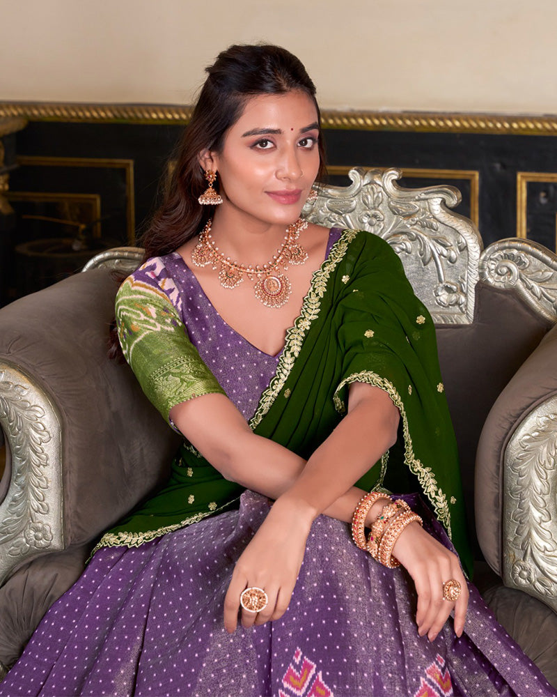 Purple Color Kanchipuram Half Saree