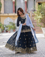 Rama Color Faux Blooming Embroidered Plazzo Suit