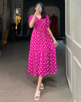 Pink Color Georgette Dot Printed Long Kurti