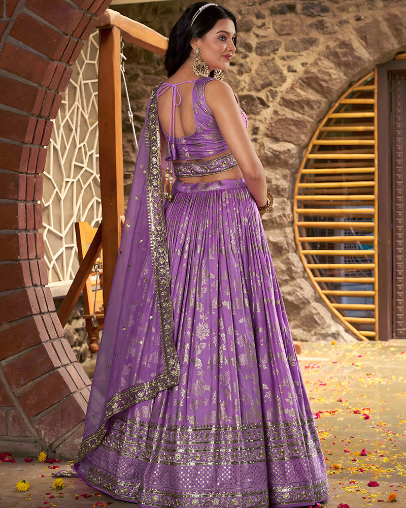Lavender Color Dola Silk Jacquard Lehenga Choli
