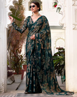 Bottle Green Color Lurex Brasso Viscose Saree