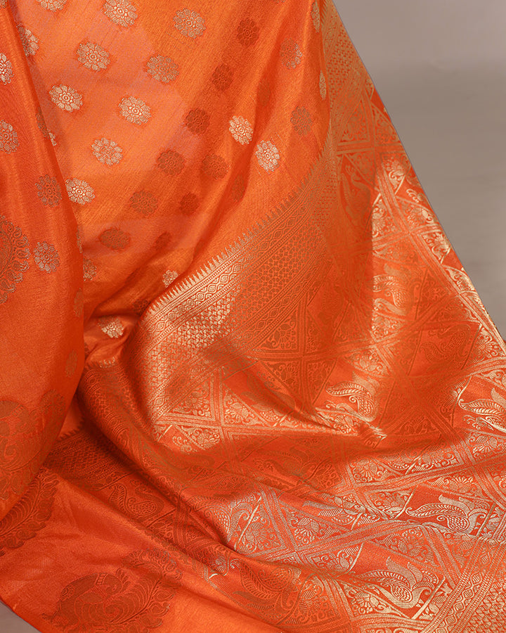 Orange Color Roop Silk Zari Weaving Saree