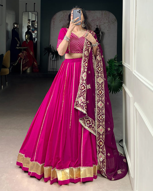 Traditional Pink Color Pure Cotton Lehenga Choli