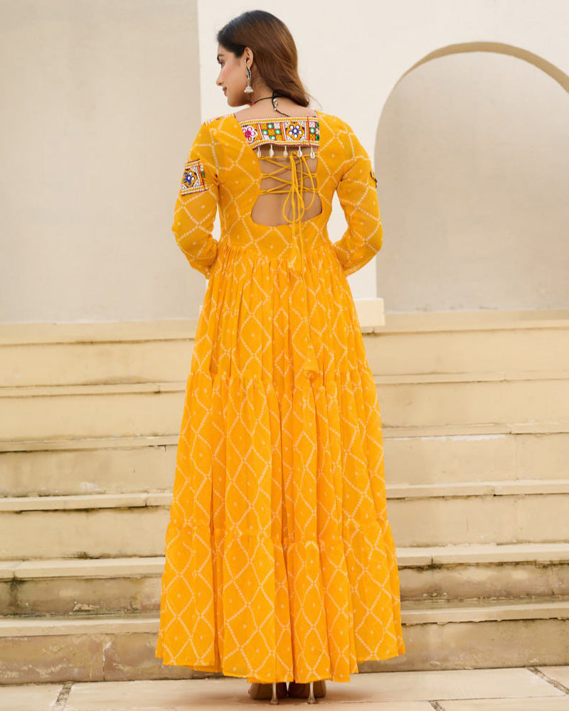 Traditional Yellow Color Georgette Navratri Gown