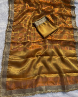 Orange Color Banarasi Gharchola Tissue Silk Saree