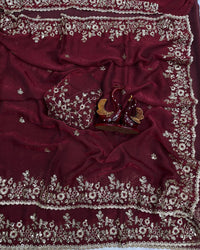 Vandana Kholiya In Brown Color Fendi Chiffon Sequence Embroidered Saree