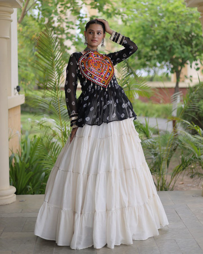 Six Color Bandhani Printed Navratri Top