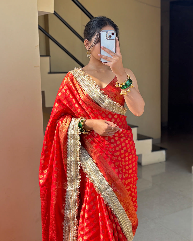 Red Color Banarasi Warm Silk Saree