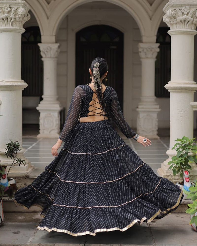 Black Color Soft Georgette Navratri Lehenga Choli