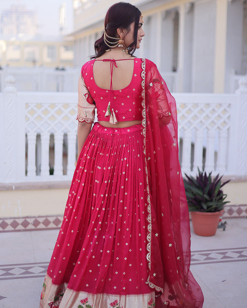 Pink Color Dola Silk Embroidered Lehenga Choli