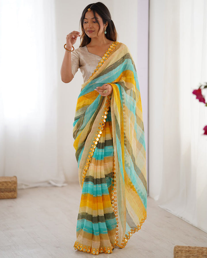Yellow Color Heavy Smooth Chiffon Saree