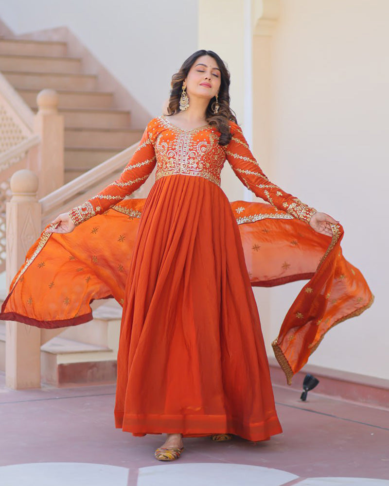 Fenta Color Fendi Embroidered Gown