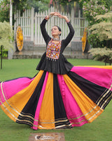 Yellow Pink Color Pure Cotton Navratri Lehenga Choli