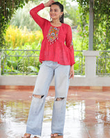 Pink Color Georgette Schiffli Work Navratri Kediya