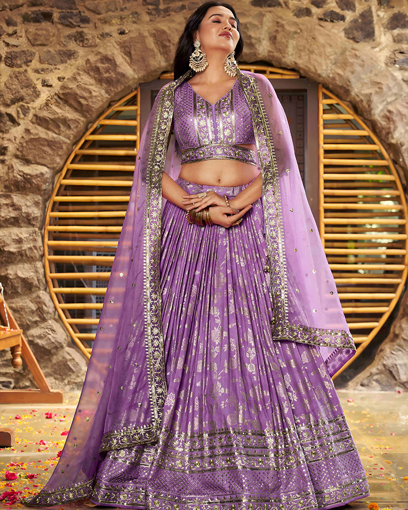 Lavender Color Dola Silk Jacquard Lehenga Choli