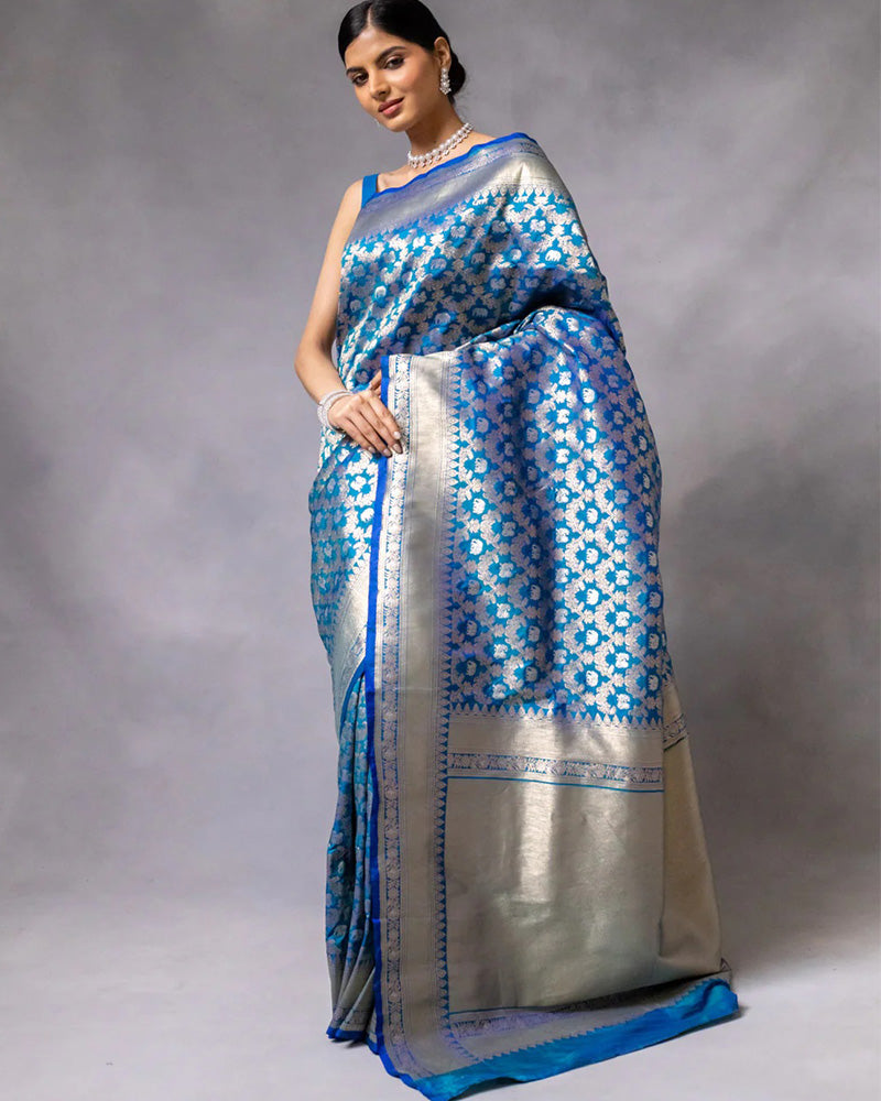 Firoji Color Banarasi Jacquard Soft Silk Saree