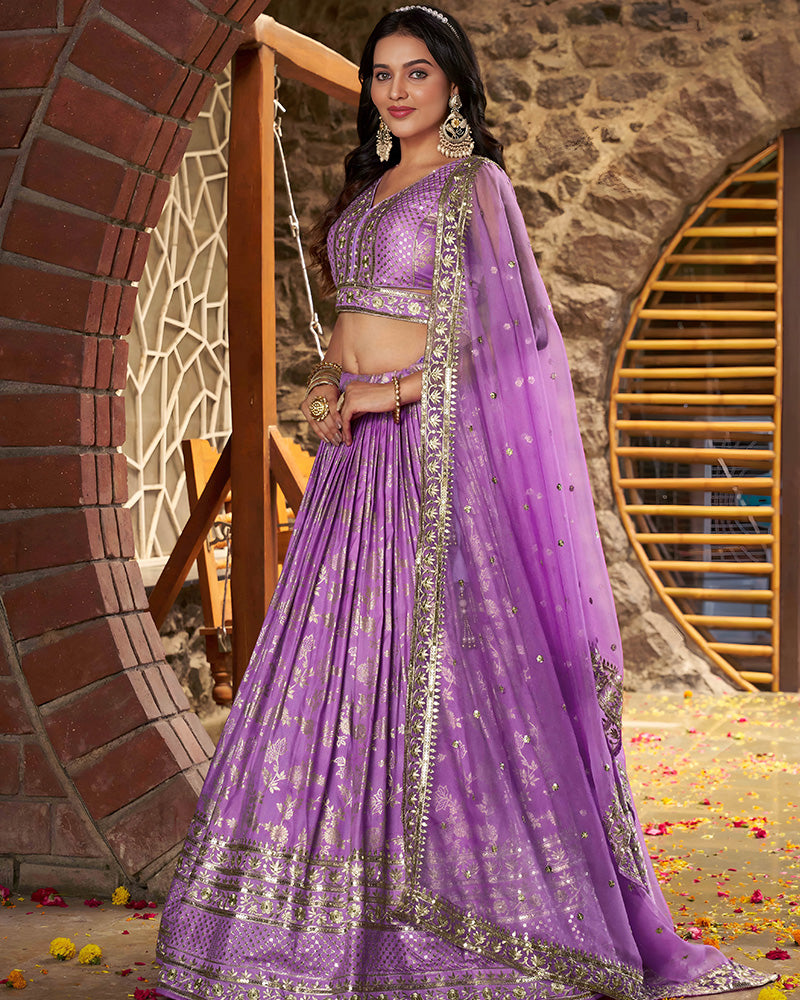 Lavender Color Dola Silk Jacquard Lehenga Choli