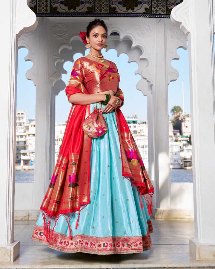 Sky Blue Color Jacquard silk Lehenga Choli