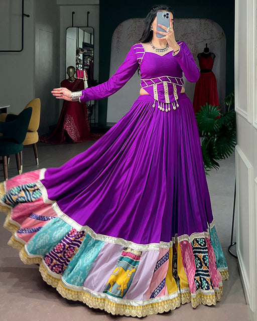 Purple Color Rayon Elegant Navratri Lehenga Choli