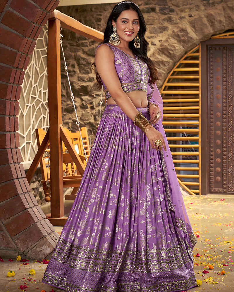 Lavender Color Dola Silk Jacquard Lehenga Choli