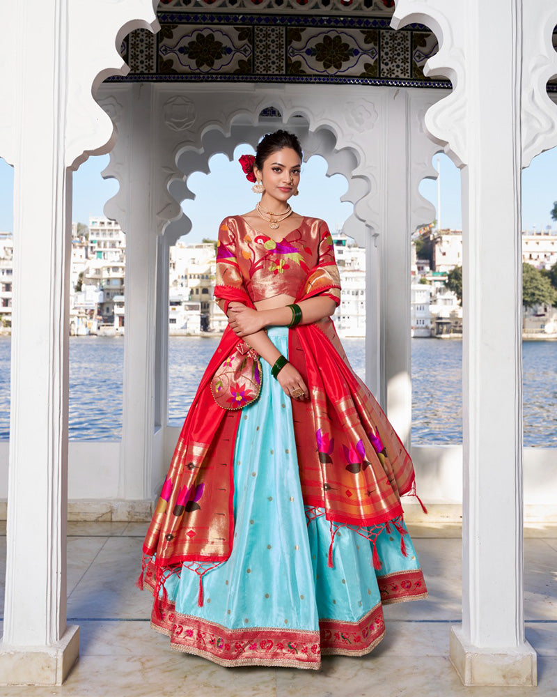 Sky Blue Color Jacquard silk Lehenga Choli