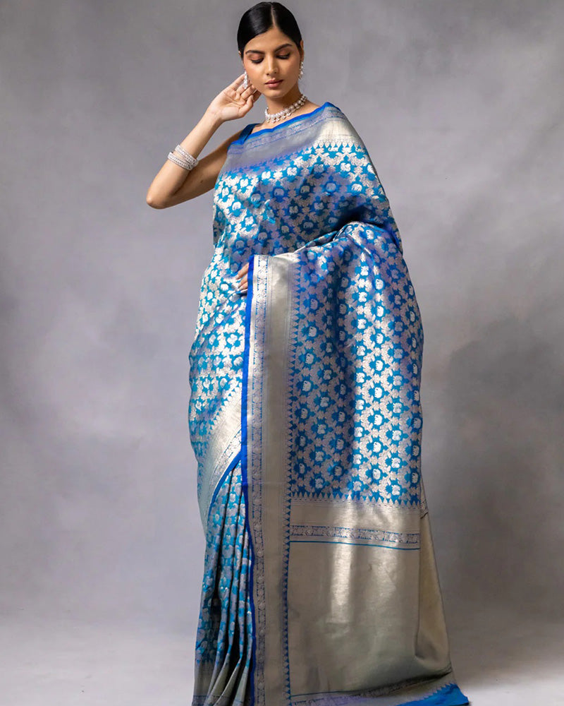 Firoji Color Banarasi Jacquard Soft Silk Saree