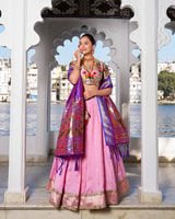 Light Pink Color Jacquard Silk Half Saree